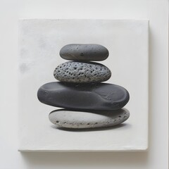 Stones in the sea, 3D balancing stones in the ocean, Landscape with stepping stones balancing in an ocean, Meditation



