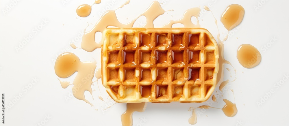 Poster The top down view shows a light background with waffles and condensed milk leaving ample space for additional elements