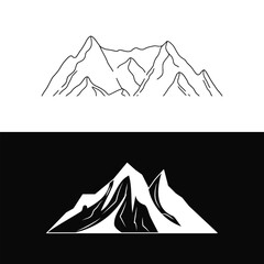 mountain silhouette , set of blue rocky mountain silhouette. bundle vector.