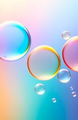 collection of vibrant, colorful bubbles against light gradient background. concepts: album or book cover, mobile apps and websites background, creativity, imagination, inspiration, playful aesthetic