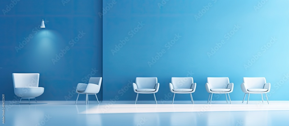 Aufkleber In a spacious blue room contemporary blue and white chairs stand elegantly creating a perfect setting for an image with copy space