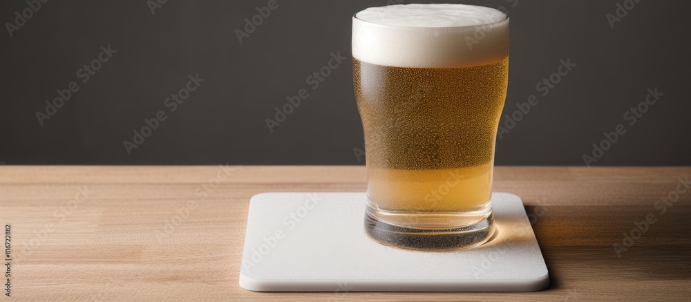 Aufkleber A top down view of a stack of blank white beer coasters on a textured background creating a mockup Isolated image of a clear can mat design mockup Displaying a square cup rug Copy space image