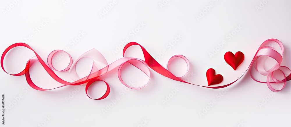 Poster valentine s day concept with heart shaped ribbons on a white background perfect for a copy space ima