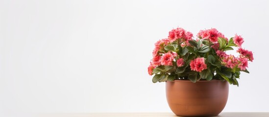 A vintage flowerpot is displayed on a white background leaving empty space for additional elements in the image