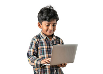 Young Indian Boy Engaged with Laptop