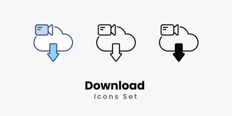 Download Icons thin line and glyph vector icon stock illustration