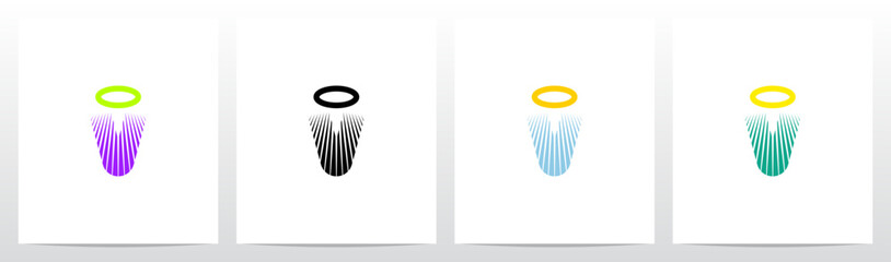 Angel Halo Circle Holy Ring on Letter Initial Logo Design V