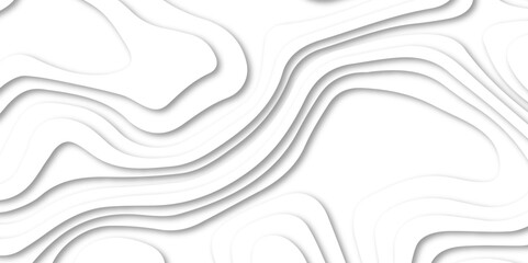 Abstract white paper cut background with line. 3d topography relief. Vector topographic illustration. realistic papercut decoration textured with wavy layer and shadow. seamless pattern wave design.