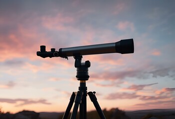 a telescope is on the tripod and it looks down