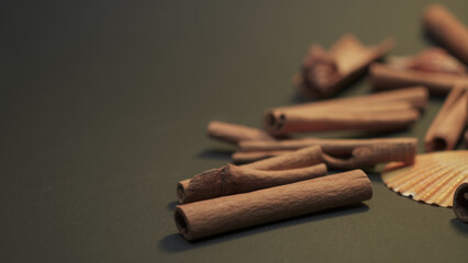 Cinnamon sticks background for advertisement
