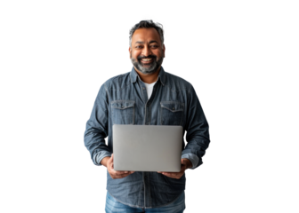 South Asian Man Smiling with Laptop