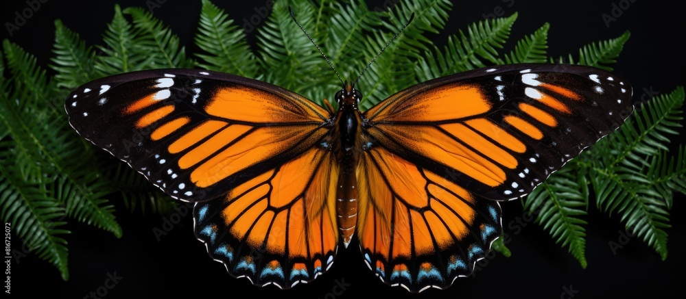 Poster viceroy butterfly seen from above displaying stunning colors copy space image
