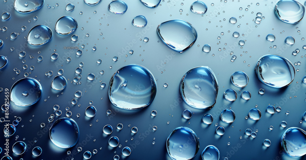 Poster Rain water drop bubble vector background. Glass surface with realistic clear condensation 3d effect. Dark spray abstract raindrop illustration with tear blob. Generative AI.