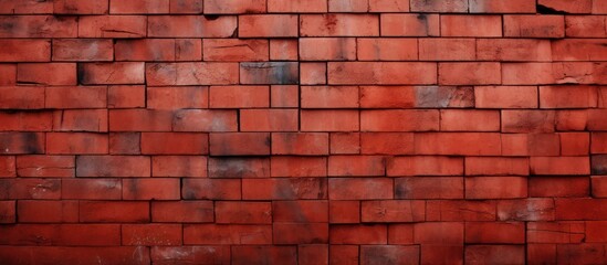 Fototapeta premium A red painted brick wall forms an artistic pattern with ample copy space image