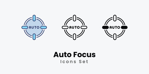 Auto Focus Icons thin line and glyph vector icon stock illustration