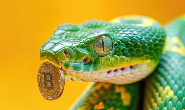 Beautiful snake. Exotic dangerous reptile. Symbol of the New Year according to the Chinese calendar.