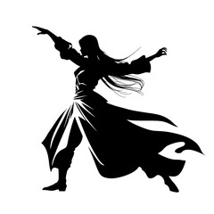 Zen Warrior: Elegant Silhouette of a Female Monk, Essential for Dungeons & Dragons Adventures! Perfect for Character Portraits, Campaign Posters, and Tabletop Mastery