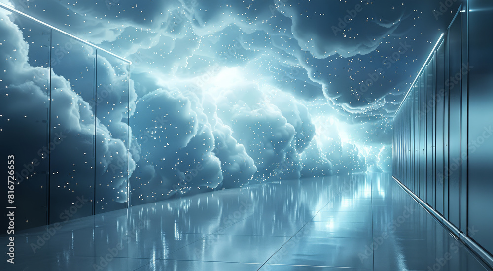 Poster cloud networking, mind, network management, modern data center. generative ai.