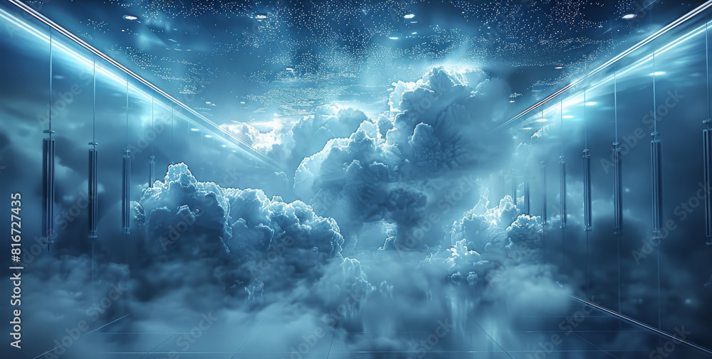 Poster cloud networking, mind, network management, modern data center. generative ai.