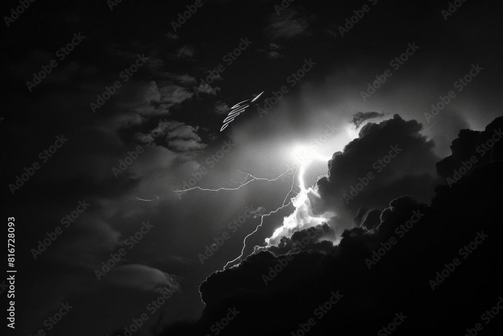Poster a striking image of a lightning bolt, perfect for weather-related projects