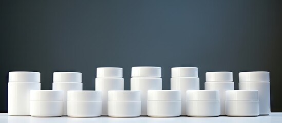 Copy space image of white plastic cosmetic containers