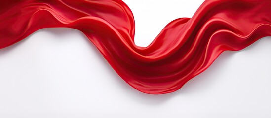 A vibrant wave shaped heart made of red fabric set against a clean white background leaving ample space for additional images or text