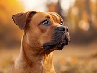 Fototapeta premium Boxer Dog in Autumn