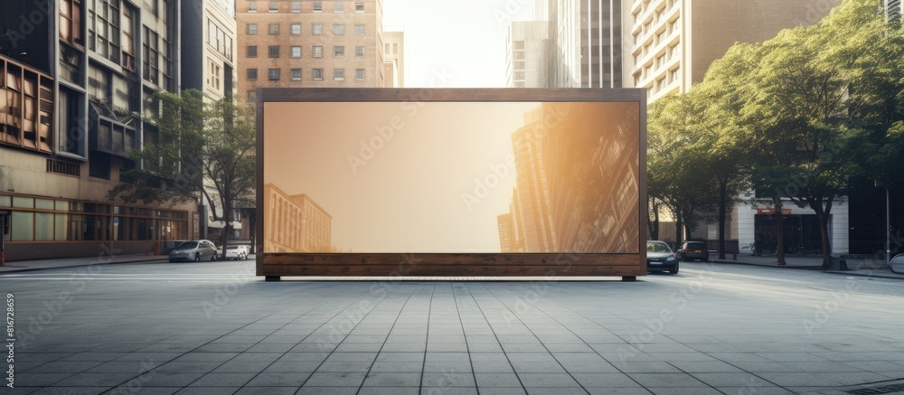 Poster copy space image of a spacious advertising panel on a city street allowing you to customize the cont