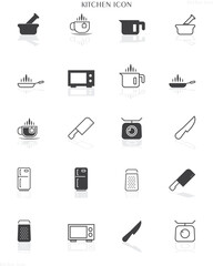 kitchen icon, grocery icon, kitchen , Dish plate, Food bowl and Cooking utensils set. Tableware line icons. Fork, spoon and knife cutlery line icons. Grill pan, dish washer and dish 