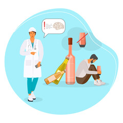 Doctor People Alcohol addiction Alcoholism Vector