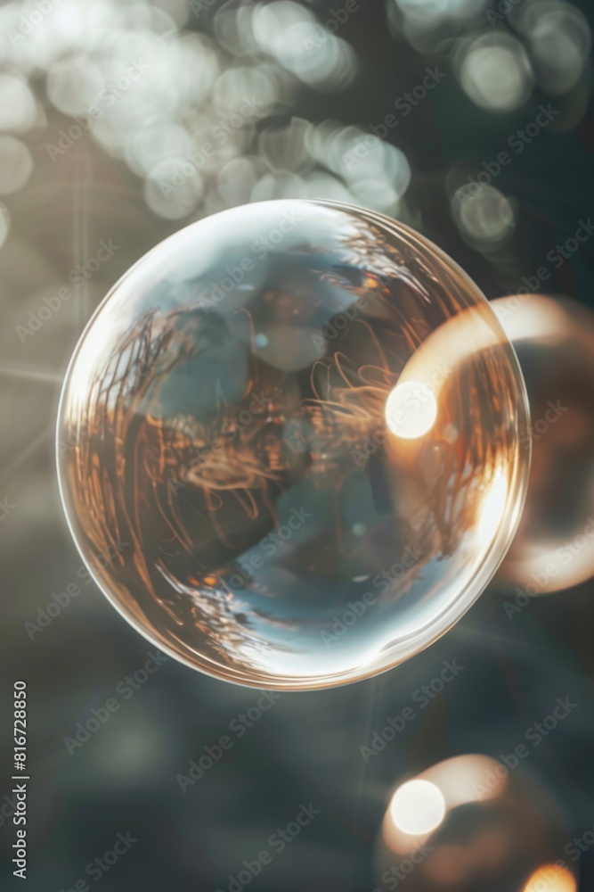 Aufkleber close up of a soap bubble on a string. perfect for scientific or abstract concepts