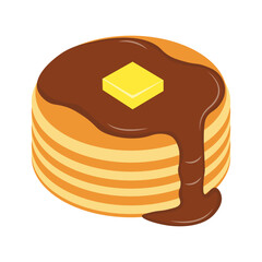 National Pancake Day with Chocolate Cream. Vector Illustration on White Background