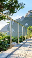 Contemporary architecture appartment balcony view with exotic glass railing