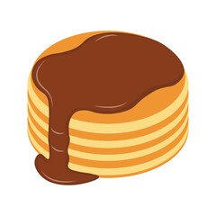 National Pancake Day with Chocolate Cream. Vector Illustration on White Background