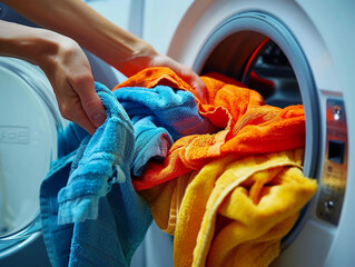 Colorful Laundry in Machine