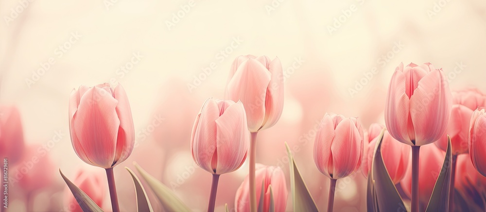 Poster a retro vintage style filter adds a charming touch to this copy space image of tulip flowers