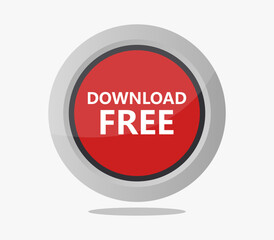 Vector illustration of a round red button with bold white text reading 'Download Free'.