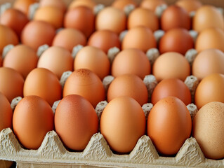 Rows of Chicken Eggs in Tray