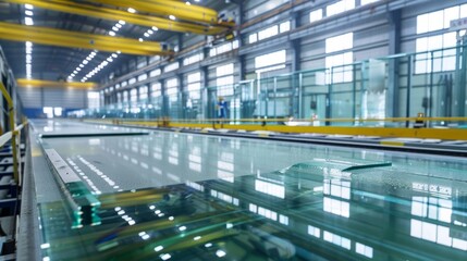 Fototapeta premium Glass Factory produces a variety of transparent glass thicknesses.