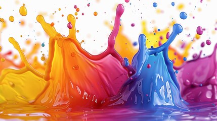 Colorful paint splatter background vector illustration on white, colorful splash of ink, paint...