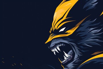 Close up of wolverine face on black background. Suitable for wildlife and animal themes