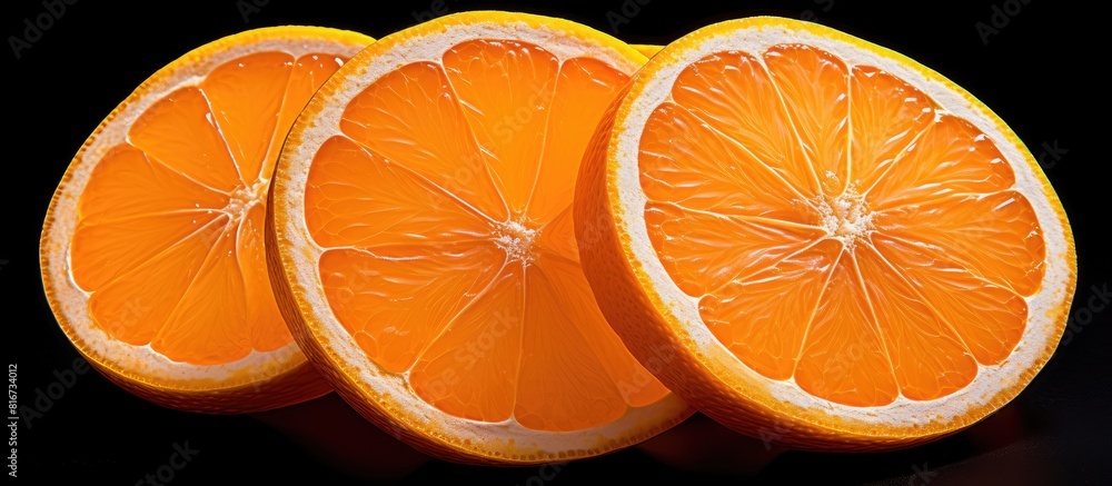 Poster a vibrant copy space image featuring isolated orange slices