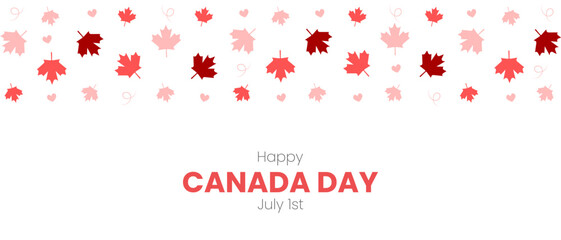 Canada Day Banner. Simple vector illustration with maple leaves. Canada Day greetings concept.