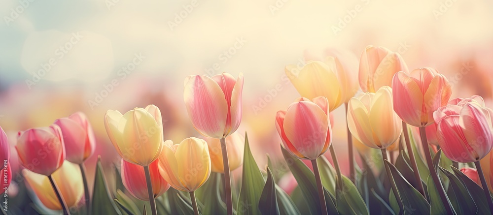 Poster a retro vintage style filter adds a charming touch to this copy space image of tulip flowers