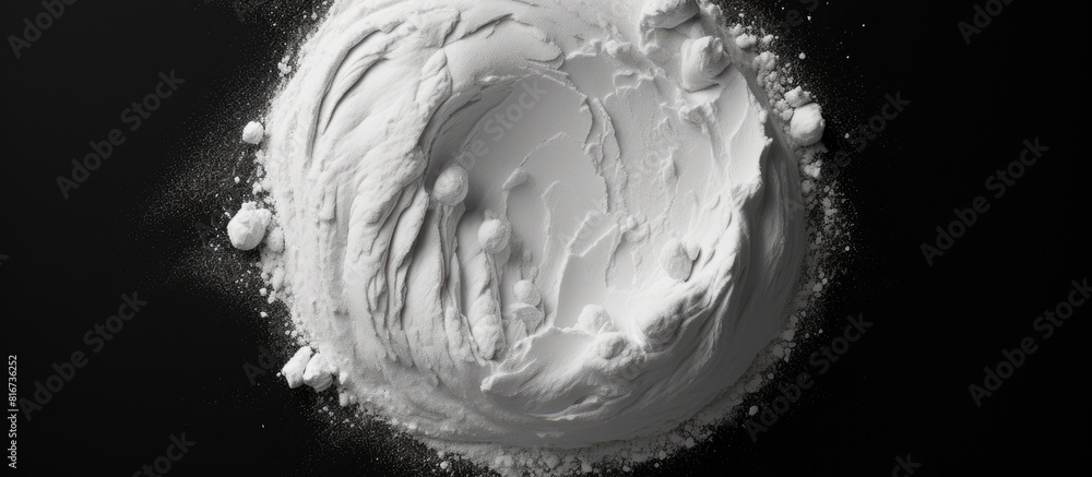 Aufkleber a top down view of white cosmetic clay on a black background with copy space for text or images