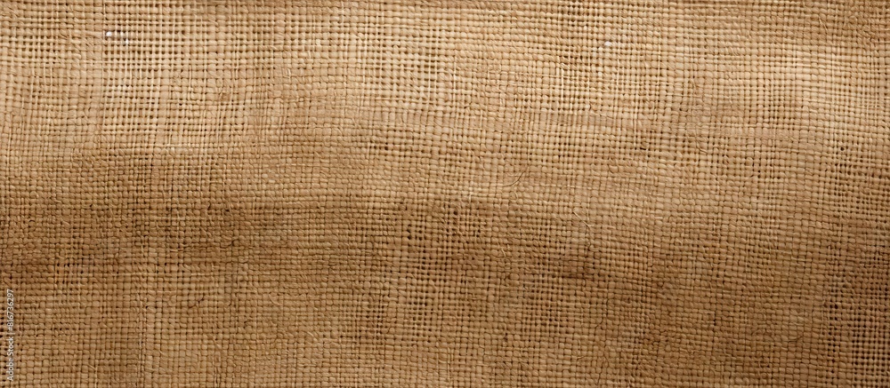 Aufkleber Top view of a burlap linen fabric surface resembling the texture of a hessian sack creating a textured background for a copy space image