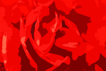 赤いバラの花びらぽっぽアート風イラストレーション。
