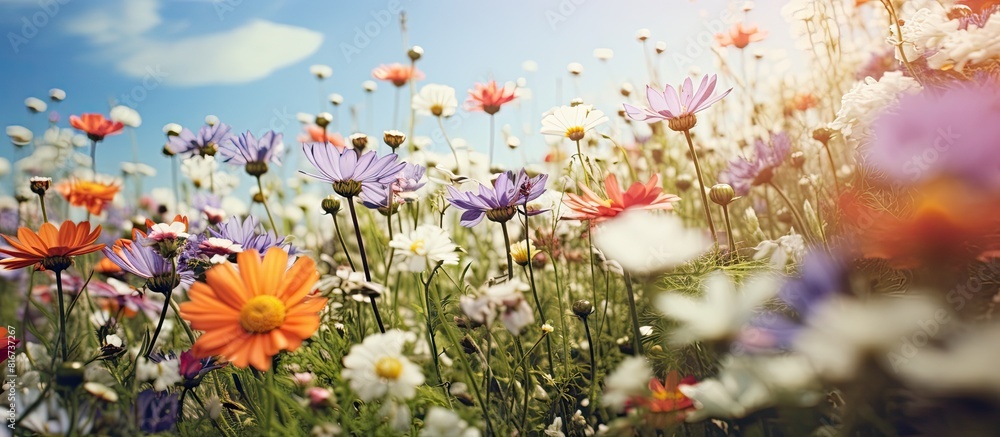 Aufkleber the image of wild flowers serves as a natural backdrop with ample copy space for text or lettering