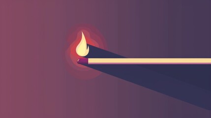 Visual of a lit matchstick flat design side view spark of idea theme animation Split-complementary color scheme