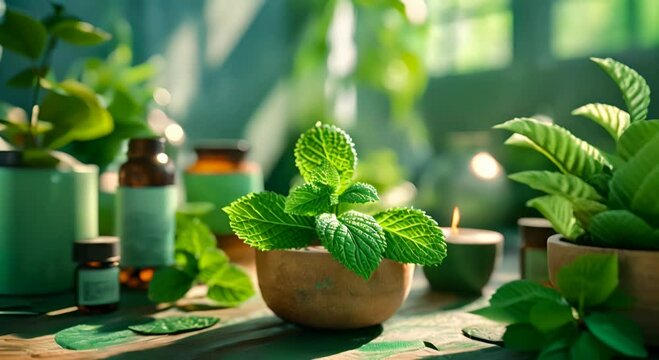 fresh green C4D rendering, the scene evokes a sense of relaxation and rejuvenation